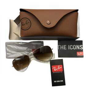 Ray-Ban NWT Aviator Sunglasses with Gradient Brown Lenses Unisex Made in Italy